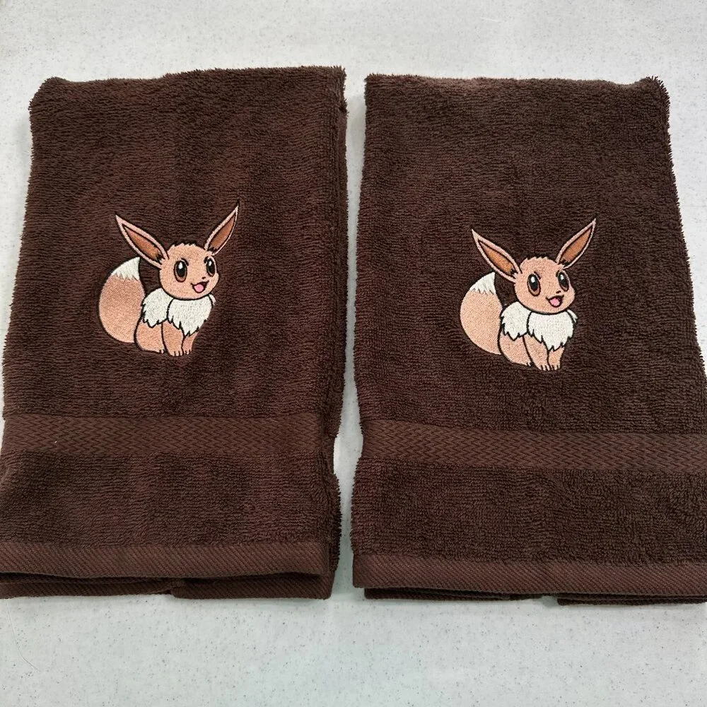 Pokemon Towels Embroidered Hand Towel Set Bathroom Decor Anime Gamer Gift